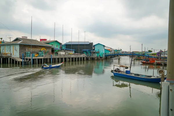Pulau Ketam Malezja Sierpień 2018 Widok Rybackiej Wiosce Pulau Ketam — Zdjęcie stockowe