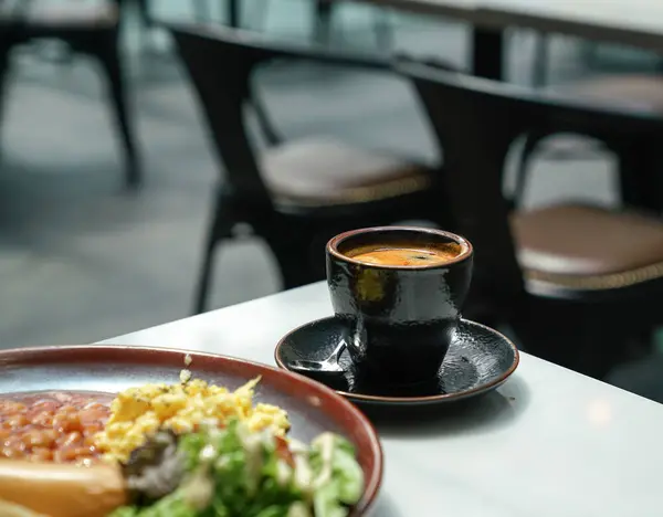 Начните Утро Черного Кофе — стоковое фото