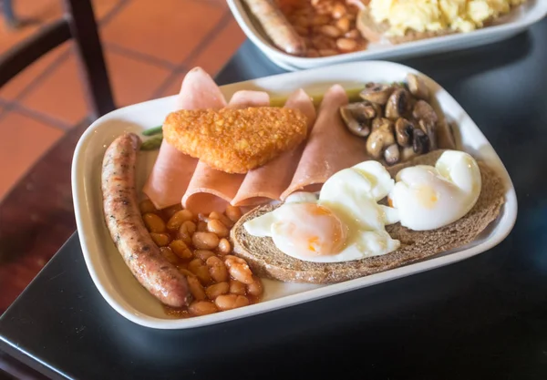 Big Breakfast Egss Sausages — Stock Photo, Image