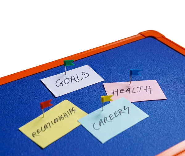 Goals Careers Health Relationships Written Colored Papers — Stock Photo, Image