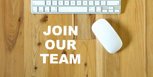 Join our team, words printed on desktop — Stock Photo, Image