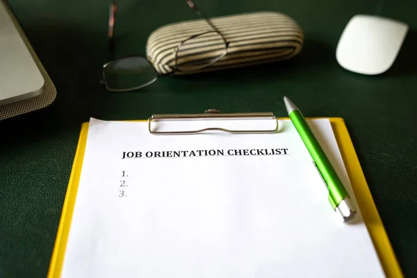 Job orientation checklist, an onboarding process concept — Stock Photo, Image