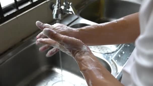 Laver Les Mains Frotter Nettoyer Abondamment Avec Savon Protection Contre — Video