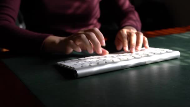 Mulher Escrever Teclado Computador Vista Perto — Vídeo de Stock
