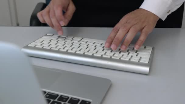 Businesswoman Standing Typing Computer Keyboard Closeup — Stock Video