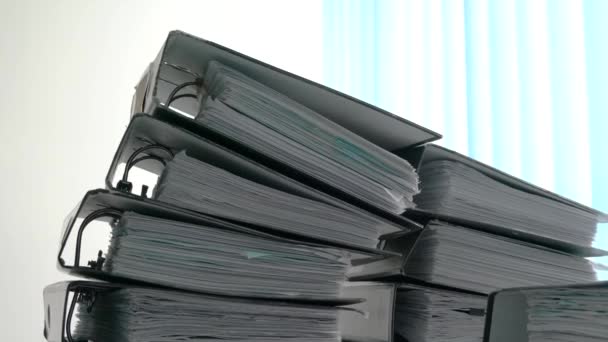 Pilha Documentos Arquivados Arquivos Arco Mesa Tiro Deslizante — Vídeo de Stock