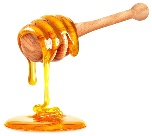 Honey Dripping Isolated White Background — Stock Photo, Image