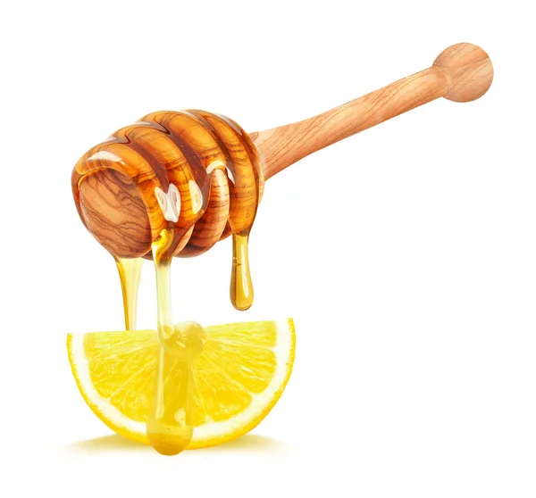 Lemon Honey Dripping Isolated White — Stock Photo, Image