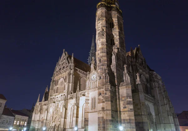 Catedral Santa Isabel Casco Antiguo Kosice Por Noche Eslovaquia — Foto de Stock
