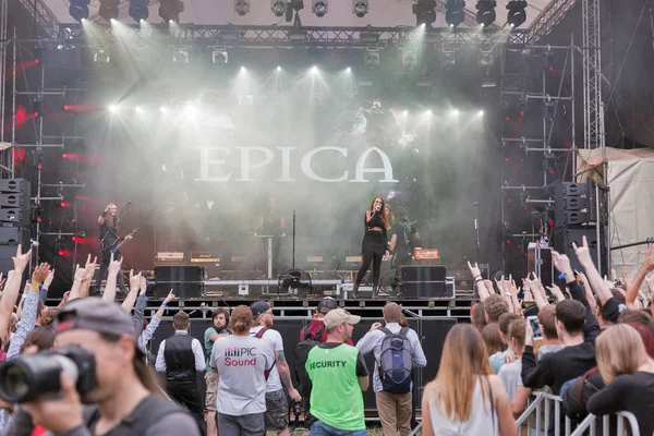 Kiev Ukraine Julho 2018 Banda Holandesa Metal Sinfônico Epica Apresenta — Fotografia de Stock