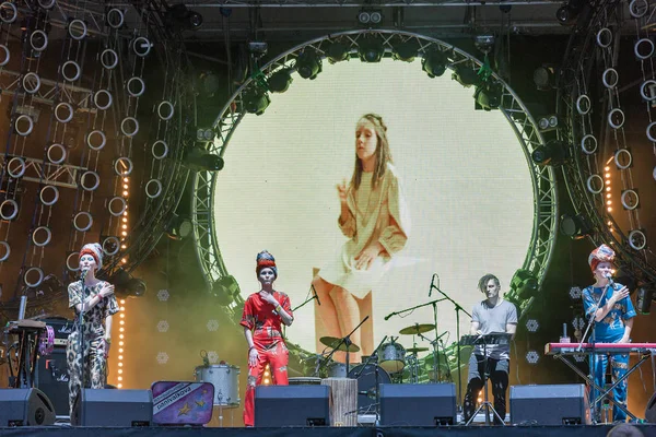 Kiev Ukraine July 2018 Panivalkova Folk Modern Rock Multiinstrument Trio — Stock Photo, Image