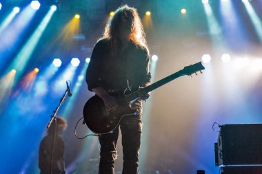 Kiev, Ukrayna - 05 Temmuz 2018: Alman thrash metal rock grubu Kreator canlı Ulusal Expocenter Atlas hafta sonu Festivali gerçekleştirir.