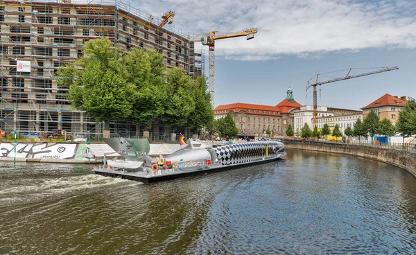Berlin Germany July 2018 Moby Dick Touristic Ship Sailing Westhafenkanal — Zdjęcie stockowe