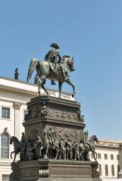 Equestrian Statue Frederick Great East End Unter Den Linden Street — Stock Photo, Image