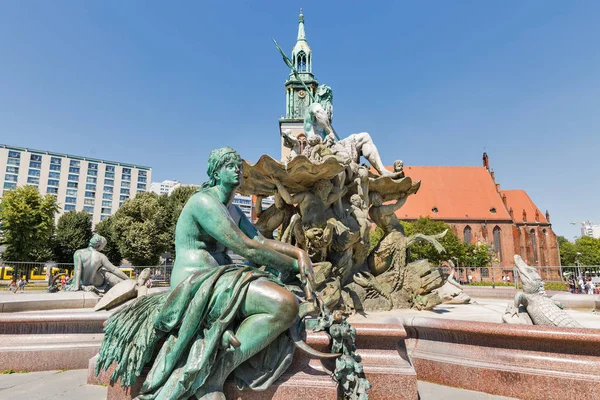 Neptunus Fontän Berlin Tyskland Det Byggdes 1891 Mary Church Bakgrunden — Stockfoto