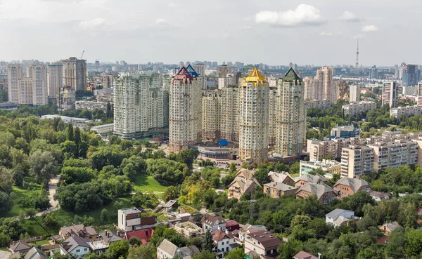 Luftaufnahme Der Skyline Von Kiew Von Oben Kyiw Innenstadt Stadtbild — Stockfoto