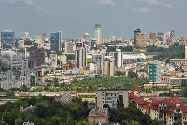 Luftaufnahme Der Skyline Von Kiew Von Oben Kyiw Innenstadt Stadtbild — Stockfoto