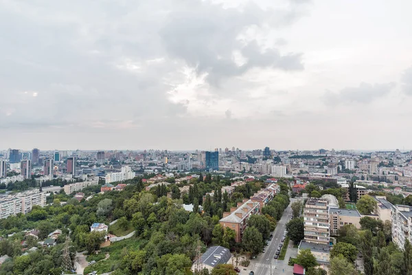 Aerial Top View Kiev City Skyline Residential District Khrushchyovkas Houses — Stock Photo, Image