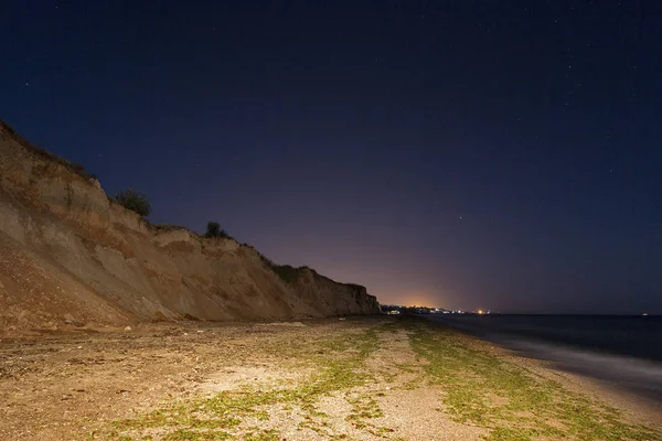 Noc Morze Plaża Schodami Morze Czarne Ukraina — Zdjęcie stockowe