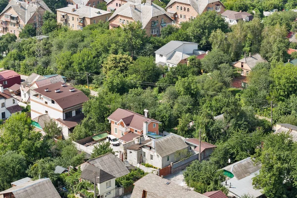 Yukarıdan, yerleşim bölgesi Ukrayna'nın başkenti Kiev banliyösü evlerin hava Üstten Görünüm.