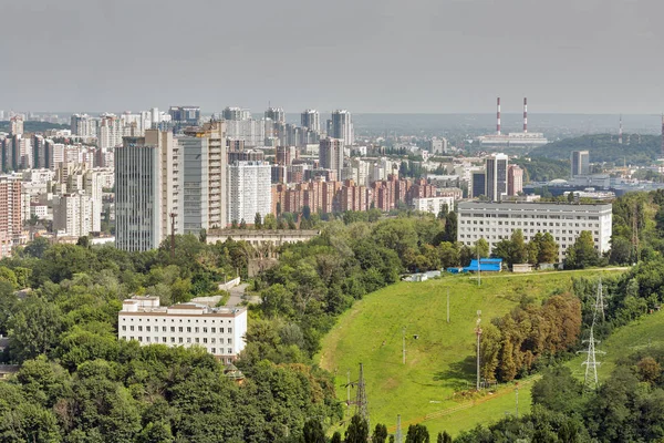 Aerial Top View Kiev City Skyline Protasov Yar Ski Pistes — Stock Photo, Image