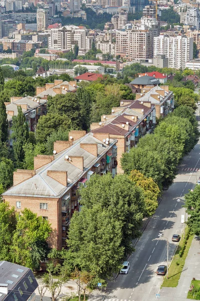 Aerial Top View Kiev Cityscape Residential District Khrushchyovka Houses Capital — Stock Photo, Image