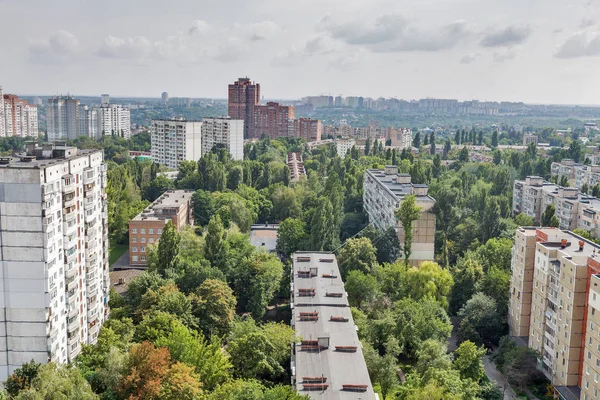 Aerial Top View Kiev City Skyline Residential District Cityscape Capital — Stock Photo, Image