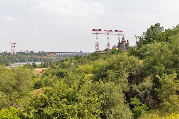 Zaporozhskaya Sich gebouwen op Khortytsia eiland, Oekraïne. — Stockfoto