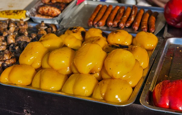 Street fast food stall closeup