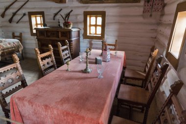 Kazak ev iç. Khortytsia Island, Ukrayna.