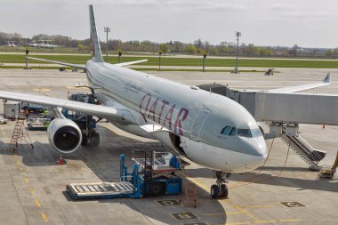 Qatar Airways Airbus A330 in Boryspil Airport, Ukraine. clipart