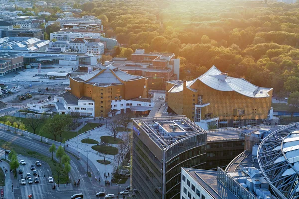 Berlin Evening Aerial stadsgezicht, Duitsland. — Stockfoto