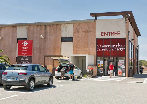Carrefour supermarket in Propriano. Corsica island, France. — Stock Photo, Image
