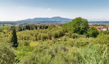 Montopoli tepesinden görüntü. Toskana, İtalya.