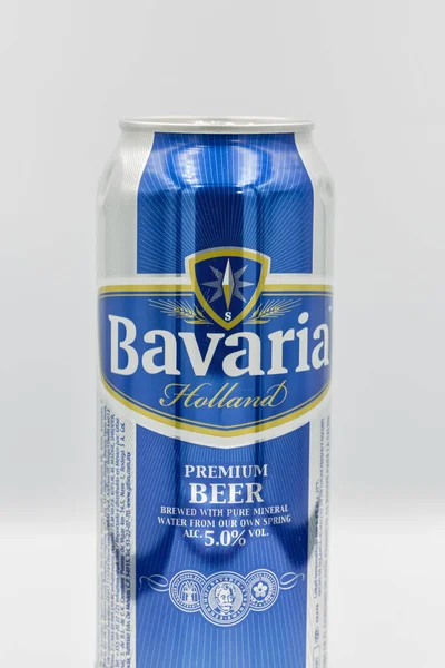 Kyiv Ukraine May 2020 Beer Bavaria Can Closeup White Bacground — Stock Photo, Image