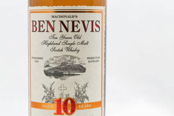 Kyiv Ukraine Wrzesień 2019 Ben Nevis Dziesięcioletni Highland Single Malt — Zdjęcie stockowe