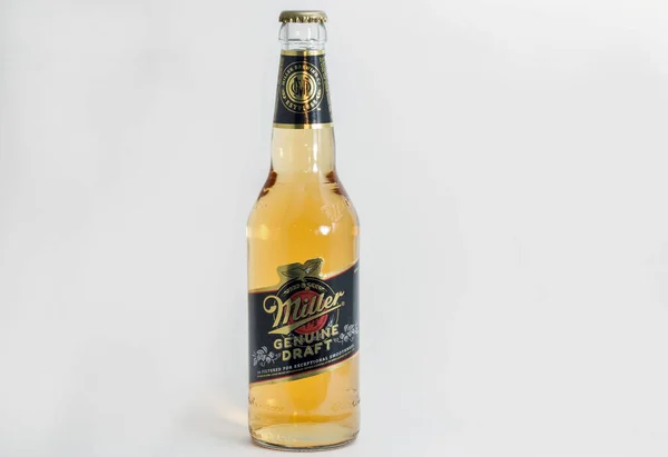 Kyiv Ukraine Juni 2020 Miller Genuine Draft Bierflesje Close Tegen — Stockfoto