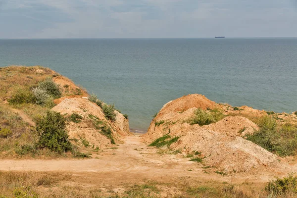 Piaszczysta Plaża Wzgórza Morza Czarnego Krajobraz Pobliżu Odessy Ukraina — Zdjęcie stockowe