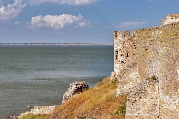 Antik Bilhorod Dnistrovskyi Veya Ukrayna Daki Nehir Kıyısındaki Akkerman Kalesi — Stok fotoğraf