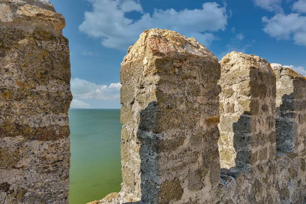 Väggar Antika Bilhorod Dnistrovskyi Eller Akkerman Fästning Stranden Flodmynningen Ukraina — Stockfoto