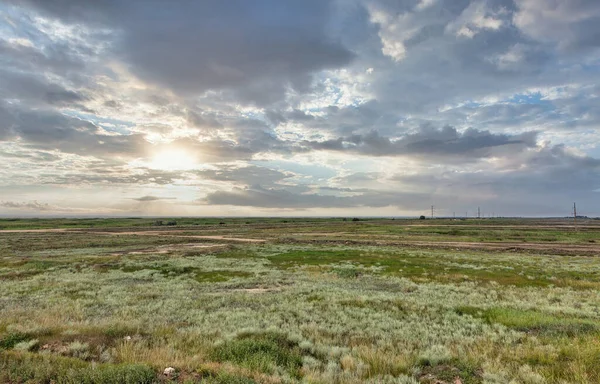 Dramatiskt Landskap Sandbar Mellan Svarta Havet Och Sasyk Eller Kunduk — Stockfoto