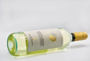 KYIV, UKRAINE - 22 AĞUSTUSTOS 2020: Castelnuovo del Garda Pinot Grigio 'nun stüdyo çekimi.