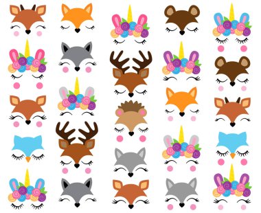 Mix ve maç hayvan yüzleri - kaprisli hayvan yüz Mix ve eşleşen başkanları, gözleri ve aksesuarları ile oluşturma