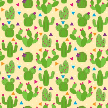 Kesintisiz, Tileable Lama ve kaktüs desen veya arka plan