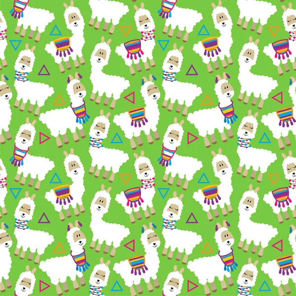 Seamless Tileable Llama Cactus Pattern Background Vector Graphics