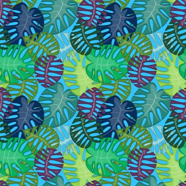 Tropikal yaprak vektör Dikişsiz desen veya arka plan