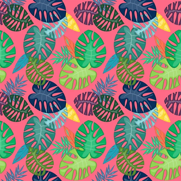 Tropical Leaf Vector Seamless Pattern Background Stock Vector