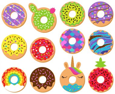 Eğlence ve sevimli Donuts vektör koleksiyonu