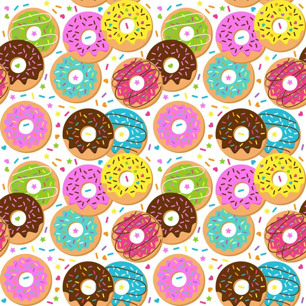 Seamless Vector Background Doughnuts Sprinkles — Stock Vector