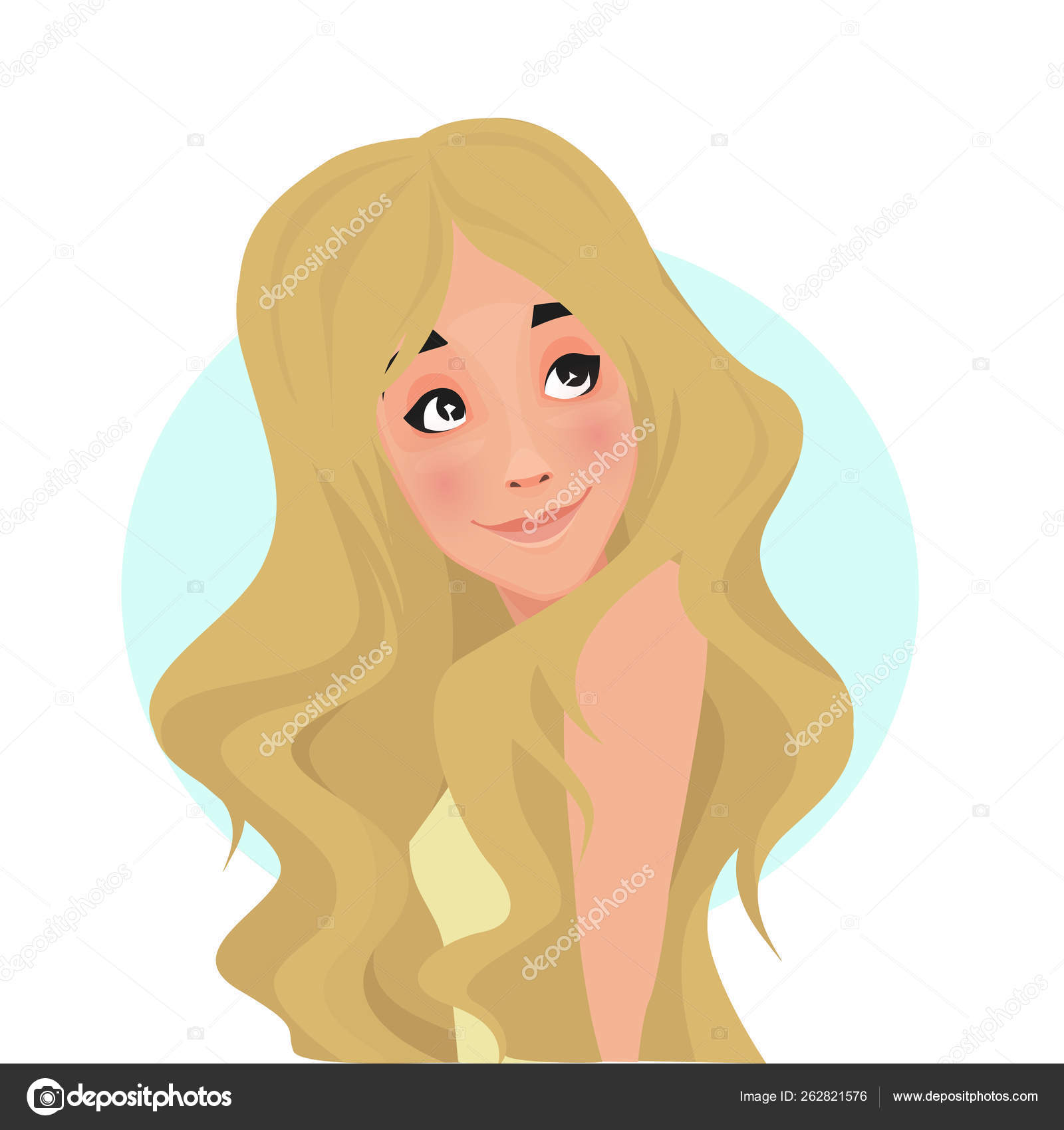 Cartoon Character Beautiful Flirtatious Blonde Girl Vector